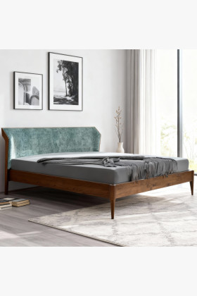 Retro posteľ s čalúneným čelom - zeleným 180 x 200 cm